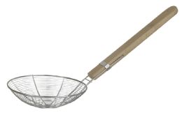 24 Wholesale Home Basics Stainless Steel Strainer with Wooden Handle