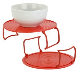 24 Wholesale Home Basics 3-IN-1- MultI-Functional Plastic Microwave Tray, Red