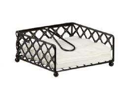 12 Wholesale Home Basics Lattice Collection Flat Napkin Holder With Weighted Pivoting Arm, Black