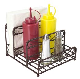 12 Wholesale Home Basics Scroll Collection Steel Salt And Pepper Napkin Caddy, Bronze