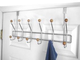 12 Wholesale Home Basics Chrome Plated Steel Over the Door 6-Hook Hanging Rack