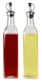 12 Wholesale Home Basics Leak Proof Easy Pour Oil and Vinegar Bottle, (Set of 2), Clear