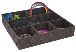 12 Wholesale Home Basics 6 Compartment Woven Organizer, Brown