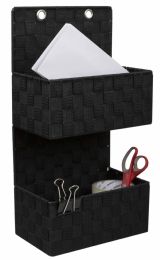6 Wholesale Home Basics 2 Tier Polyester Woven Hanging Organizer, Black