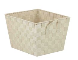 6 Pieces Home Basics Woven Strap Open Bin, Ivory - Home Accessories