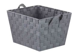 6 Pieces Home Basics Polyester Woven Strap Open Bin, Grey - Home Accessories