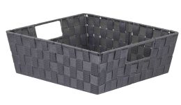 6 Pieces Home Basics Woven Bin With Handles, Grey - Home Accessories