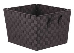 6 Wholesale Home Basics X-Large Polyester Woven Strap Open Bin, Brown