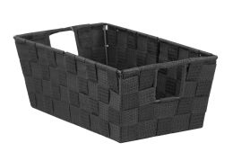 6 Pieces Home Basics Small Polyester Woven Strap Open Bin, Black - Home Accessories