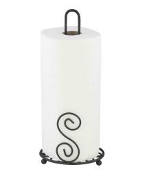 12 Wholesale Home Basics Scroll Collection Steel Paper Towel Holder, Black
