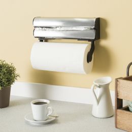 12 Wholesale Home Basics Stainless Steel Paper Towel Holder with Integrated Wrap Dispenser