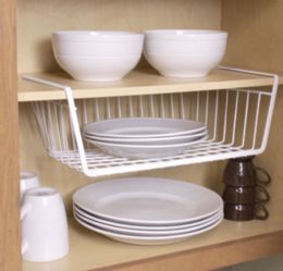 6 Wholesale Home Basics Large Under the Shelf Vinyl Coated Steel Basket Organizer, White