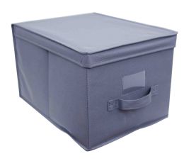 12 Pieces Home Basics 600D Polyester Large Storage Box, Grey - Home Accessories