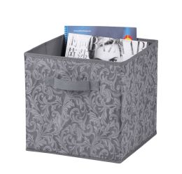 12 Wholesale Home Basics Damask Collection Non-Woven Storage Box, Grey