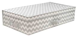 12 Pieces Home Basics Gray Chevron Under the Bed Storage Box with Label Window - Home Accessories