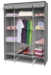 4 Pieces Home Basics Storage Closet with Shelving, Grey - Home Accessories
