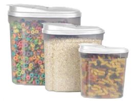 12 Wholesale Home Basics 3 Piece Plastic Cereal Container