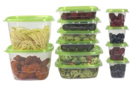 4 Wholesale Home Basics 12 Piece Plastic Food Storage Container Set With Vented Plastic Lids, Green