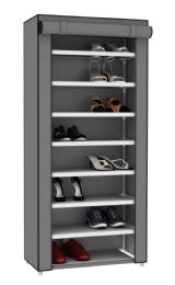 5 Wholesale Home Basics 8 Tier Portable Polyester Shoe Closet, Grey