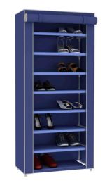 5 Pieces Home Basics 8-Tier Portable Polyester Shoe Closet, Navy - Home Accessories