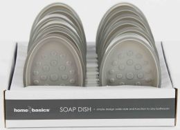 24 Wholesale Home Basics Plastic Soap Dish, Grey