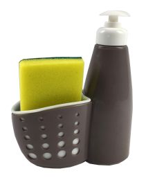 24 Wholesale Home Basics Soap Dispenser with Perforated Sponge Holder, Grey