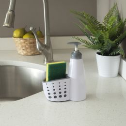 24 Wholesale Home Basics Soap Dispenser with Perforated Sponge Holder, White