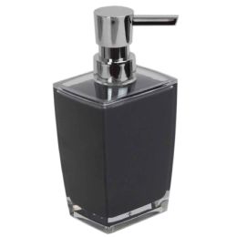 24 Wholesale Home Basics Acrylic Plastic 10 Oz. Hand Soap Dispenser With RusT-Resistant Brushed Stainless Steel Pump, Black
