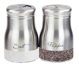 12 Wholesale Home Basics 5 oz. Salt and Pepper Set with See-Through Glass Base, Silver