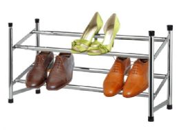8 Pieces Home Basics 2-Tier Chrome Expandable Shoe Rack - Storage & Organization
