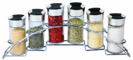 12 Wholesale Home Basics Ultra Sleek Half Moon Steel Seasoning and Herbs Organizing Spice Rack with 6 Empty Glass Spice Jars, Chrome