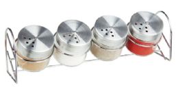12 Wholesale Home Basics Sleek Spice Rack With 4 AiR-Tight Glass Spice Jars