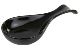 12 Pieces Home Basics Ceramic Spoon Rest, Black - Home Accessories