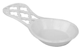 6 Wholesale Home Basics Lattice Collection Cast Iron Spoon Rest, White