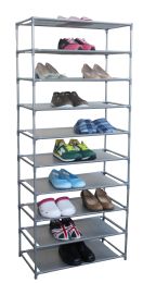 6 Pieces Home Basics 30 Pair Non-Woven Multi-Purpose Stackable Free-Standing Shoe Rack, Grey - Storage & Organization