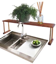 6 Wholesale Home Basics Space-Saving Pine Wood Over the Sink Multi-Use Shelf