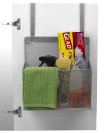 6 Wholesale Home Basics Over the Cabinet Mesh Steel Basket, Silver