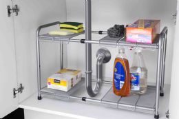 6 Wholesale Home Basics 2-Tier Adjustable Cabinet Organizer