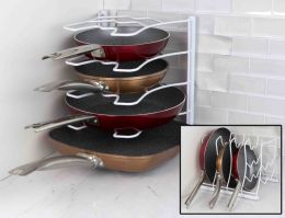 12 Wholesale Home Basics Vinyl Coated Steel Pan Wall Mounted Pan and Lid Rack Organizer, White