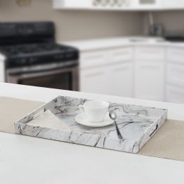 6 Wholesale Home Basics Faux Marble Serving Tray, White