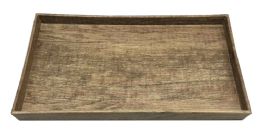 6 Wholesale Home Basics Wood-Like Rustic Serving Tray with Cut-Out Handles, Brown