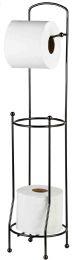 12 Pieces Home Basics Free-Standing Toilet Paper Holder, Black Onyx - Bathroom Accessories