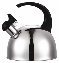 12 Wholesale Home Basics 2.0 Liter Brushed Stainless Steel Whistling Tea Kettle with Arc Handle, Silver