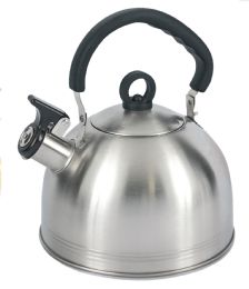 12 Wholesale Home Basics 2.2 Liter Brushed Stainless Steel Tea Kettle With Riveted Easy Grip Handle, Silver