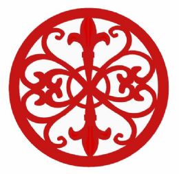 6 Wholesale Home Basics Fleur De Lis Collection Cast Iron Trivet, Red