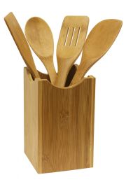 12 Wholesale Home Basics 5 Piece Bamboo Kitchen Tool Set with Holder
