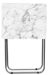 6 Pieces Home Basics Marble MultI-Purpose Foldable Table, Grey/white - Sets