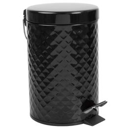 6 Wholesale Home Basics 3 Liter SteP-On Textured Steel Waste Bin, Black
