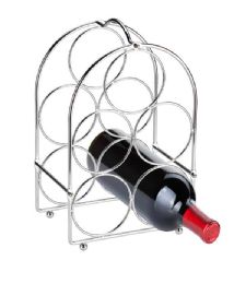 6 Wholesale Home Basics Chrome Plated Steel 5 Bottle Wine Rack