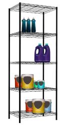 4 Wholesale Home Basics 5 Tier Steel Wire Shelf, Black